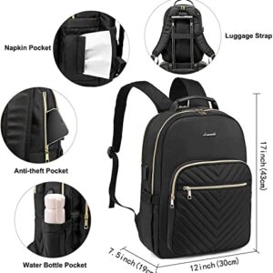 LOVEVOOK Laptop Backpack for Women,Laptop Bag for Women 15.6 inch,Waterproof Travel Backpack Purse,Stylish Womens Backpack,Work Computer Bags Bookbag Teacher School Back Pack with USB Port,Black