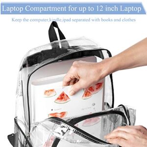 Fomaris Clear Backpack Heavy Duty Clear Bookbag Transparent Backpack See Through Plastic Bookbag for School, Work,Stadium,Travel,Security,Festival,College ( Black)