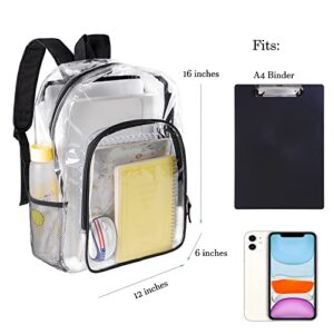 Fomaris Clear Backpack Heavy Duty Clear Bookbag Transparent Backpack See Through Plastic Bookbag for School, Work,Stadium,Travel,Security,Festival,College ( Black)