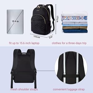 LIGHT FLIGHT Laptop Backpack, Travel Backpack for Women,Stylish Laptop Bag 15.6 Inch,Work Computer Bag with Charger Slot,Bookbag for Work School College Business Trip,Black,Nylon