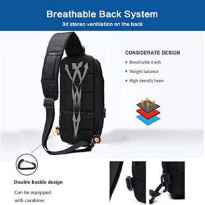 OZUKO Sling Backpack USB Anti-Theft Men'S Chest Bag Casual Shoulder Bag