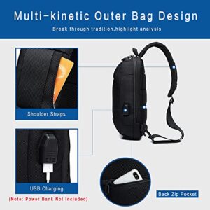 OZUKO Sling Backpack USB Anti-Theft Men'S Chest Bag Casual Shoulder Bag