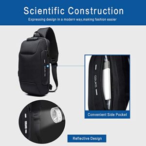 OZUKO Sling Backpack USB Anti-Theft Men'S Chest Bag Casual Shoulder Bag