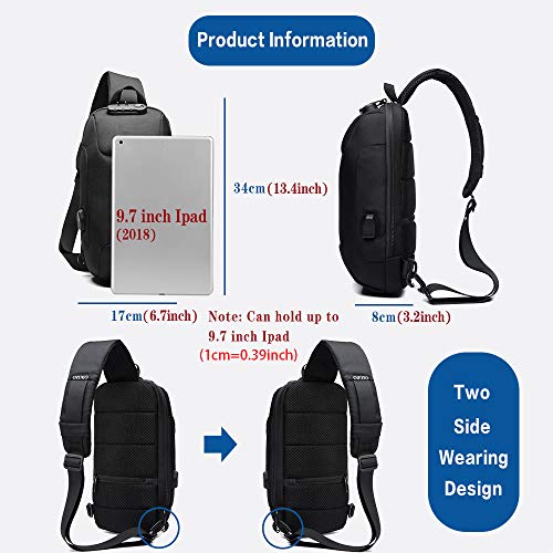 OZUKO Sling Backpack USB Anti-Theft Men'S Chest Bag Casual Shoulder Bag