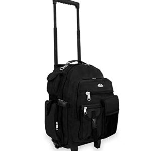 Everest Deluxe Wheeled Backpack, Black, One Size