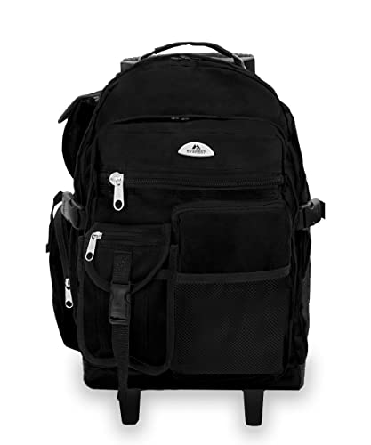 Everest Deluxe Wheeled Backpack, Black, One Size