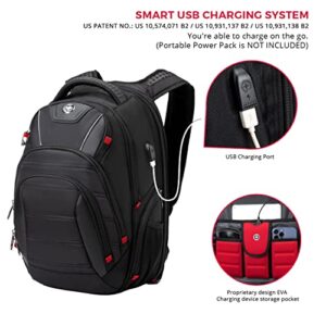 Swissdigital Design Circuit College Business Travel Backpack TSA Friendly Built in USB Charging RFID Protection Fits Laptops up to 15.6" Black (J14-BR)