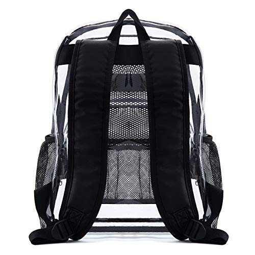 Vorspack Clear Backpack Heavy Duty PVC Transparent Backpack with Reinforced Strap for College Workplace - Black