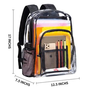 Vorspack Clear Backpack Heavy Duty PVC Transparent Backpack with Reinforced Strap for College Workplace - Black