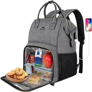 lunch backpack, insulated cooler backpack lunch box laptop backpack with usb port for women men, water resistant leak-proof lunch bag nurses gifts for women work school picnic fits 15.6 inch laptop