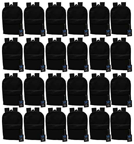 24 Pack Backpack , Bulk 17 inch Lightweight Student Outdoor Travel School Book Bag (Black)