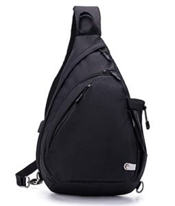 turnway water-proof sling backpack/crossbody bag/shoulder bag for travel, hiking, cycling, camping for women & men (black1)
