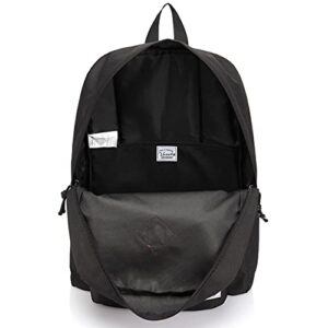 VASCHY Lightweight Backpack for School, Classic Basic Water Resistant Casual Daypack for Travel with Bottle Side Pockets (Black)