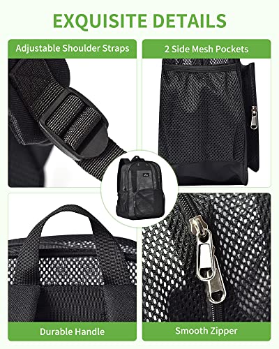 MAY TREE Heavy Duty Mesh Backpack, Semi-Transparent Mesh Backpack, See Through Mesh Backpack for Commuting, Swimming, Travel, Beach, Outdoor Sports (Black)