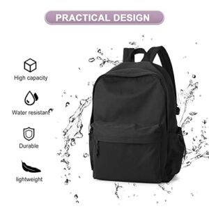 UPPACK Black Backpack Lightweight School Bag Bookbag Waterproof High School Middle School Students Backpack For Teen Boys Girls Cute Aesthetic Backpack Casual Daypack For Men Women