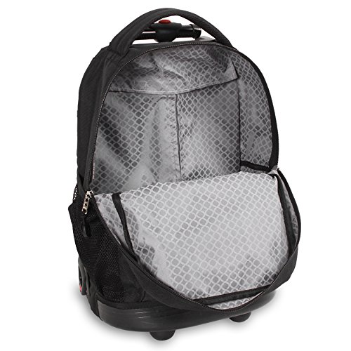J World New York Sunny Rolling Backpack for Kids and Adults, Black, One Size
