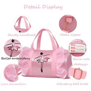 Dorlubel Cute Ballet Dance Bag Tutu Dress Bag with Key Chain for Girls (Pink2 of Long Mesh)