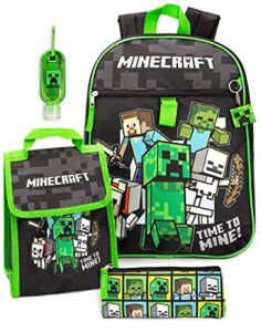 minecraft backpack & lunch box 5 piece rucksack bag gift set merchandise