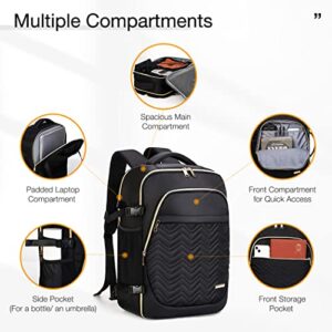 Lekebobor Large Travel Backpack for Women Men Carry on Backpack 17 Inch Flight Approved Luggage backpack Water Resistant Backpack for Weekender Overnight Large Daypack Black