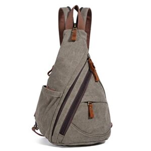 Canvas Sling Bag - Small Crossbody Backpack Shoulder Casual Daypack Rucksack for Men Women Outdoor Cycling Hiking Travel