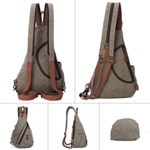 Canvas Sling Bag - Small Crossbody Backpack Shoulder Casual Daypack Rucksack for Men Women Outdoor Cycling Hiking Travel