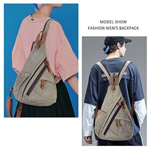 Canvas Sling Bag - Small Crossbody Backpack Shoulder Casual Daypack Rucksack for Men Women Outdoor Cycling Hiking Travel