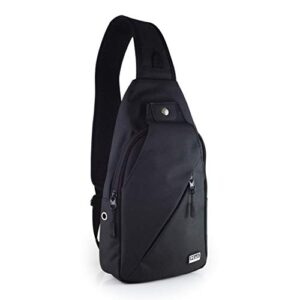peak gear sling compact crossbody backpack and day bag (black)