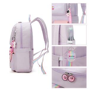 AUOBAG Kids Backpack Girls Backpacks Elementary Bookbags Middle School Bags Women Casual Daypacks Send Pendant (Purple)