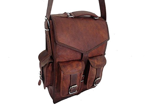 Handmade World Brown Vintage Leather Backpack Laptop Messenger Bag Rucksack Sling for Men Women (12" x 16")