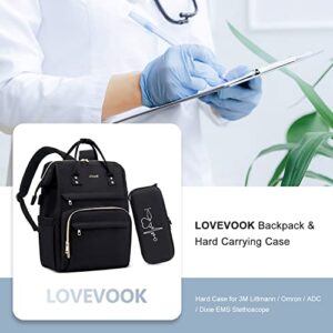 LOVEVOOK Nurse Backpack Laptop Backpack for Women with Stethoscope Case & USB Charging Port Anti Theft Travel Backpacks Bookbags Doctor Bag Fits 15.6 Inch Laptop and Notebook, Black