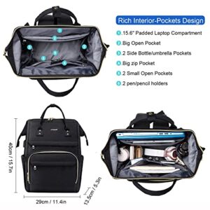 LOVEVOOK Nurse Backpack Laptop Backpack for Women with Stethoscope Case & USB Charging Port Anti Theft Travel Backpacks Bookbags Doctor Bag Fits 15.6 Inch Laptop and Notebook, Black