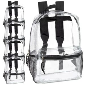 bulk clear backpacks wholesale for school 24 pack clear backpacks for boys, girls, stadium, travel (solid black pack)