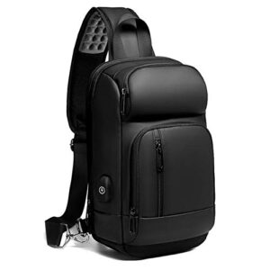 TUCUXY Sling Backpack for Men Cross Body Shoulder Bag with USB Waterproof Lightweight 10.5 Inch