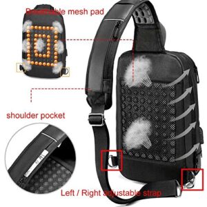 TUCUXY Sling Backpack for Men Cross Body Shoulder Bag with USB Waterproof Lightweight 10.5 Inch