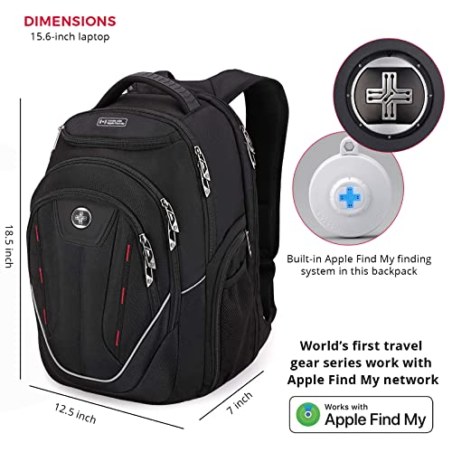 Swissdigital Design Terabyte TSA Laptop Backpack Men's USB Charging Port Large Capacity Business Travel Backpack Black（J16BTFB-41）| With Apple Find My Network