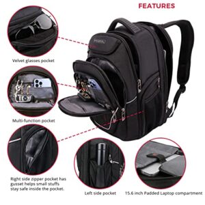 Swissdigital Design Terabyte TSA Laptop Backpack Men's USB Charging Port Large Capacity Business Travel Backpack Black（J16BTFB-41）| With Apple Find My Network