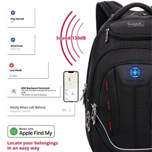 Swissdigital Design Terabyte TSA Laptop Backpack Men's USB Charging Port Large Capacity Business Travel Backpack Black（J16BTFB-41）| With Apple Find My Network