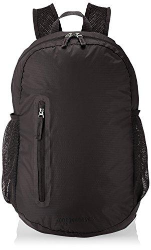 Amazon Basics Lightweight Packable Hiking Travel Day Pack Backpack - 17.5 x 17.5 x 11.5 Inches, 25 Liter, Black