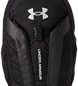 Under Armour Adult Hustle Pro Backpack , Black (001)/Metallic Silver , One Size Fits All