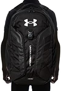 Under Armour Adult Hustle Pro Backpack , Black (001)/Metallic Silver , One Size Fits All