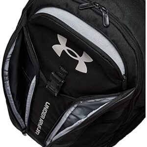 Under Armour Adult Hustle Pro Backpack , Black (001)/Metallic Silver , One Size Fits All