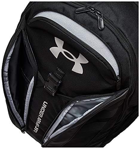 Under Armour Adult Hustle Pro Backpack , Black (001)/Metallic Silver , One Size Fits All