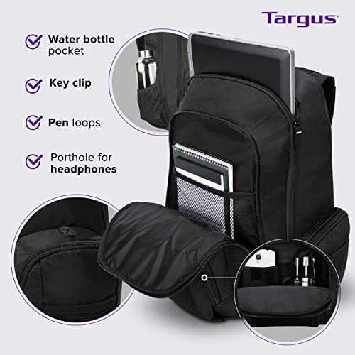 Targus Laptop Backpack for Laptops up to 16-inches Water Resistant Travel Backpack for Business Commuters School Bag College Computer Backpack for Men/Women Large Backpack Travel Gifts, Black (CVR600)