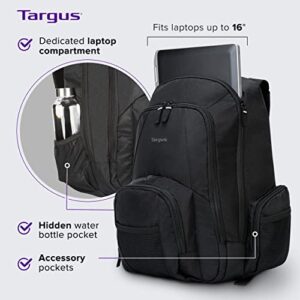 Targus Laptop Backpack for Laptops up to 16-inches Water Resistant Travel Backpack for Business Commuters School Bag College Computer Backpack for Men/Women Large Backpack Travel Gifts, Black (CVR600)