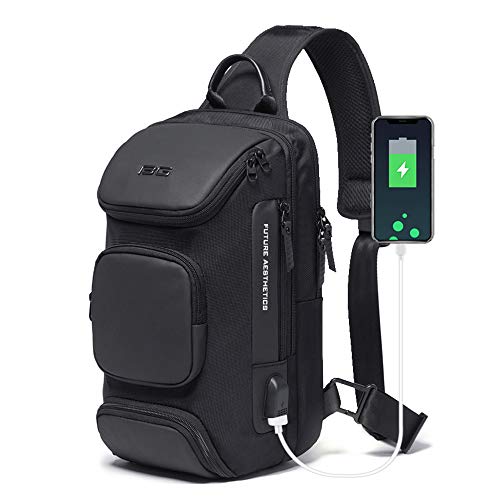 OZUKO Sling Backpack Sling Bag Crossbody Backpack Shoulder Casual Daypack Rucksack for Men (Black1)