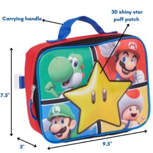 RALME Super Mario Backpack with Lunch Box Set for Boys & Girls, 16 inch, Value Bundle