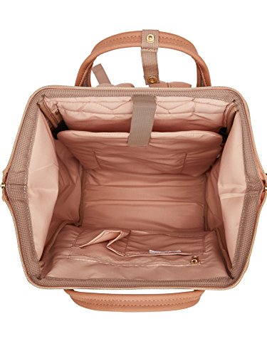 Kah&Kee Leather Backpack Diaper Bag with Laptop Compartment Travel School for Women Man (Tan Pink, Large)