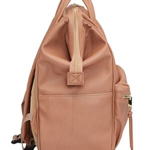 Kah&Kee Leather Backpack Diaper Bag with Laptop Compartment Travel School for Women Man (Tan Pink, Large)