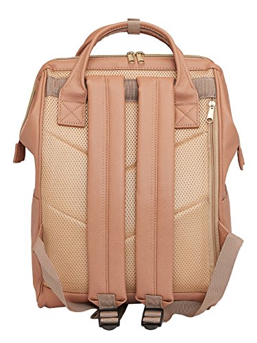 Kah&Kee Leather Backpack Diaper Bag with Laptop Compartment Travel School for Women Man (Tan Pink, Large)