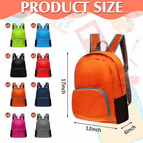 48 Pcs Back Packs in Bulk for Kids Classic Bookbags 17 Inch Colorful Basic Back Packs School Supply Kits for Boys Girls (8 Assorted Colors)